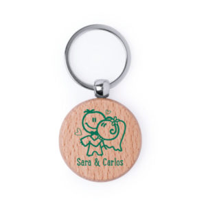Llavero personalizado redondo de madera Pelton