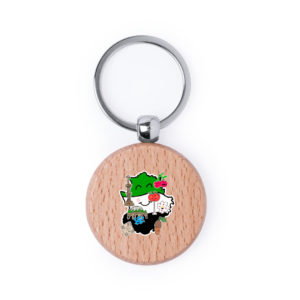 Llavero personalizado redondo de madera Pelton