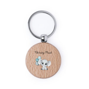 Llavero personalizado redondo de madera Pelton
