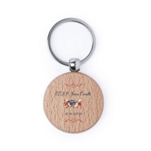 Llavero personalizado redondo de madera Pelton